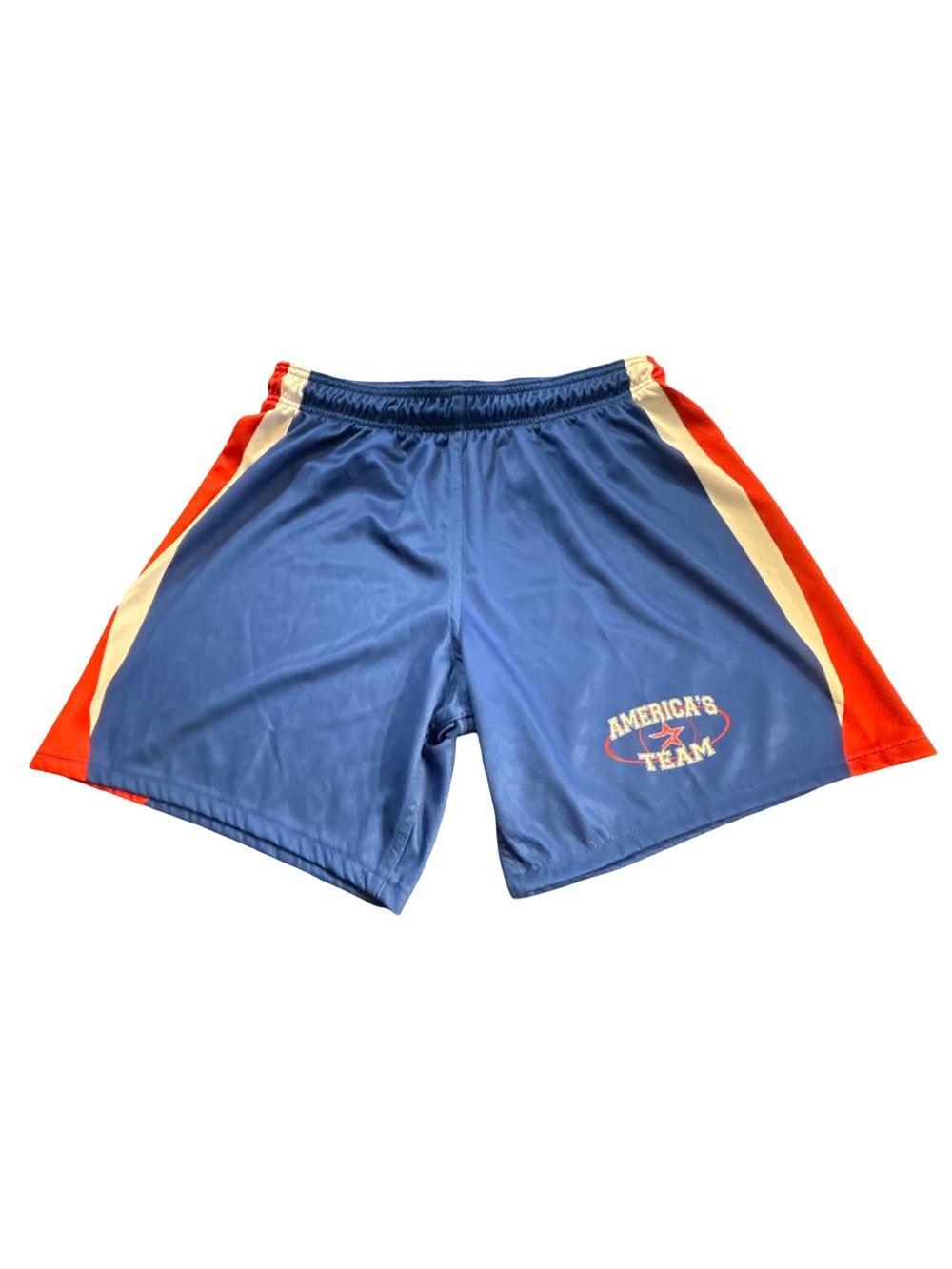 Vintage America’s Team Mesh Athletic Basketball Shorts Blue Red White Medium